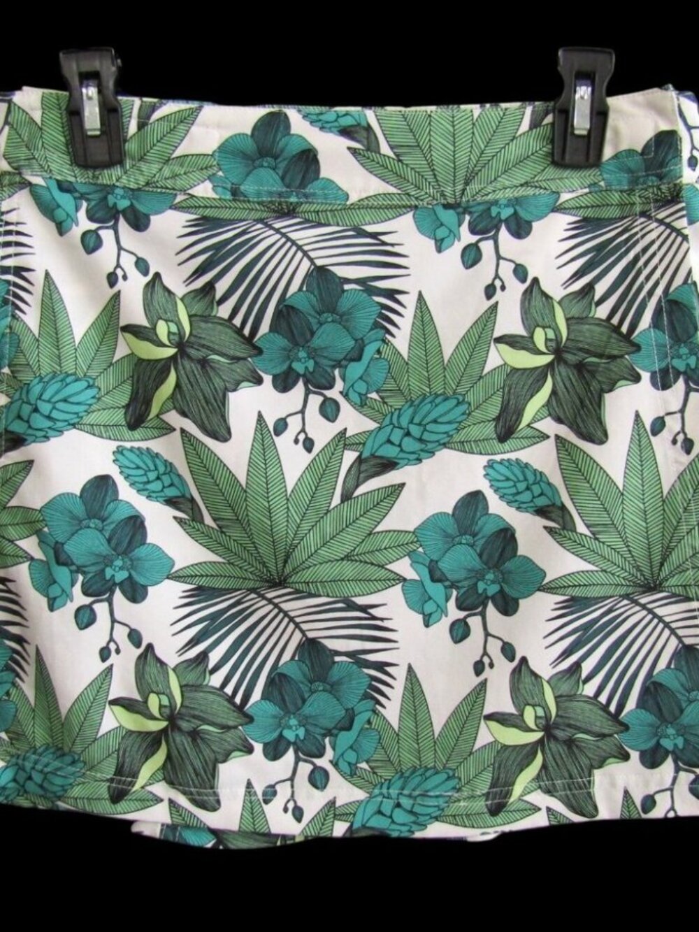 RipSkirt Hawaii Skirt Sz S Green Tropical Leaf 15.5 In Length 1 Wrap Key Pocket